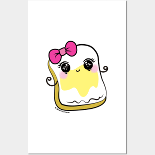 bread and butter cartoon, cute kawaii illustration Posters and Art